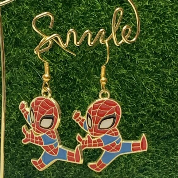 Superhero Earring, Spiderman Earring, Gift Idea, Funny Earring, Silly Earring - Picture 2 of 5